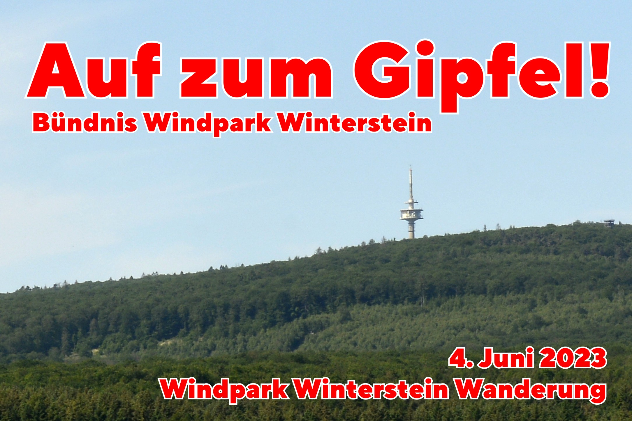 Der Fernmeldeturm auf dem Steinkopf ist das Ziel der Windpark Winterstein Wanderung, zu der das Bündnis Windpark Winterstein für den 4. Juni eingeladen hat.